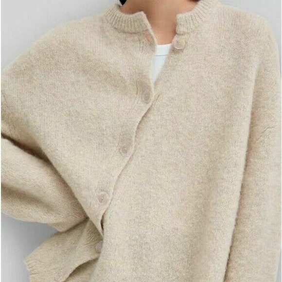 Toteme Sweaters - TOTEME Noma Asymmetrical Wool Blend Cardigan size Small